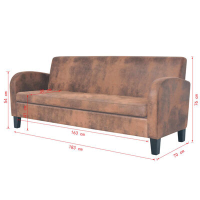 vidaXL Zestaw 2 sof ze sztucznego zamszu, brązowy