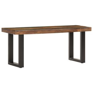 vidaXL Ławka, 110 cm, lite drewno odzyskane i stal
