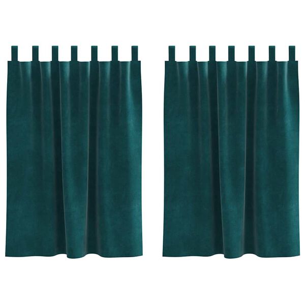 vidaXL Zasłony zaciemniające 2 pcs Ciemna zieleń 140 x 140 cm Aksamit