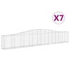 vidaXL Kosze gabionowe, 7 szt, 400x30x60/80 cm, galwanizowane żelazo