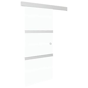 vidaXL Drzwi przesuwne, szkło ESG i aluminium, 90x212 cm, srebrne