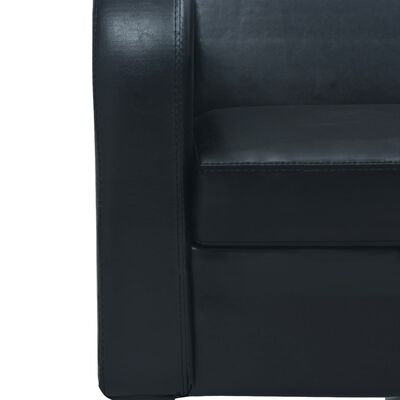 vidaXL Sofa 2-osobowa, sztuczna skóra, czarna