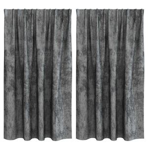 vidaXL Zasłona z zasłonami 2 pcs Szary 140 x 140 cm Aksamit
