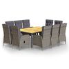vidaXL 11-częściowy zestaw mebli ogrodowych, polirattan, szary
