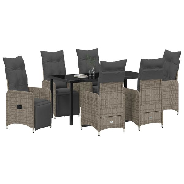 vidaXL Zestaw do jadalni w ogrodzie z poduszką 7 pcs Beżowy Polirattan