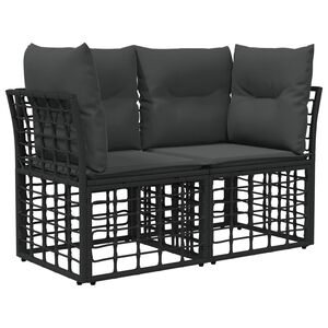 vidaXL Ogrodowy loveseat 2 szt. 2-Liczba miejsc Czarny i Ciemnoszary