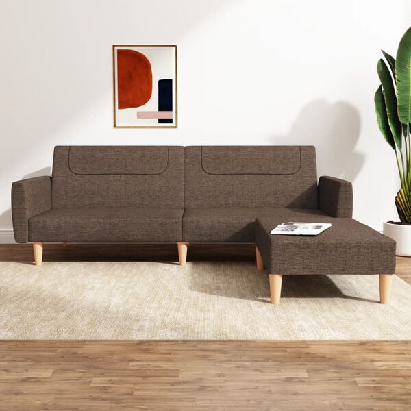 vidaXL 2-osobowa sofa z podn&oacute;żkiem, kolor taupe, tapicerowana tkaniną