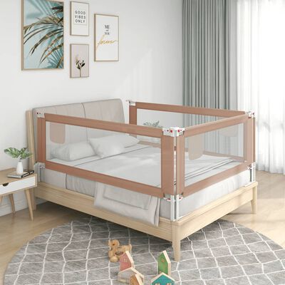 vidaXL Barierka do łóżeczka dziecięcego, taupe, 190x25 cm, tkanina