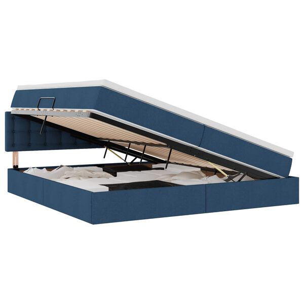 vidaXL Ł&oacute;żko z miejscem na przechowywanie i LED Niebieski 200 x 200 cm