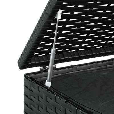 vidaXL Skrzynia na poduszki ogrodowe rattan PE 100x97,5x104 cm, czarna