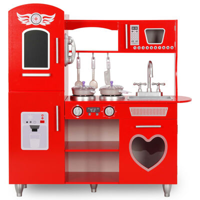 vidaXL Zabawkowa kuchnia, MDF, 84 x 31 x 89 cm, czerwona