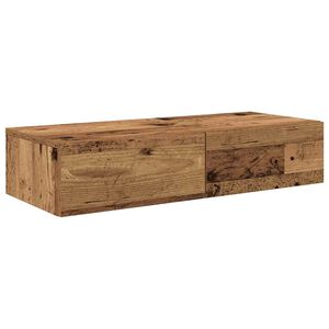 vidaXL P&oacute;łka ścienna z szufladami, stare drewno, 80x33x17 cm