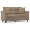 vidaXL 2-osobowa sofa z poduszkami, cappuccino, 120 cm, sztuczna sk&oacute;ra