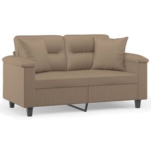 vidaXL 2-osobowa sofa z poduszkami, cappuccino, 120 cm, sztuczna sk&oacute;ra