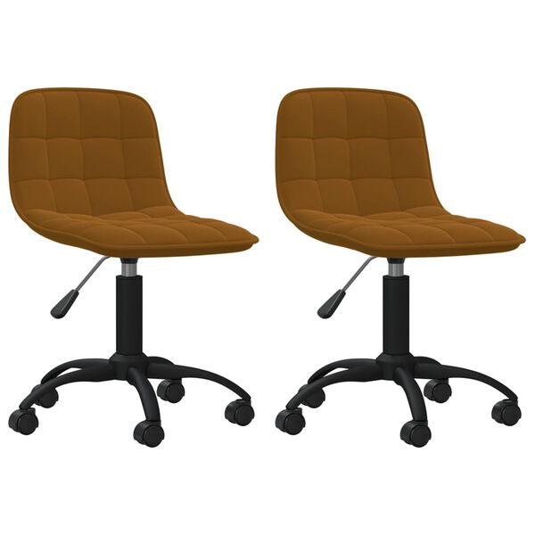 vidaXL Obrotowe krzesła stołowe, 2 szt., brązowe, aksamitne