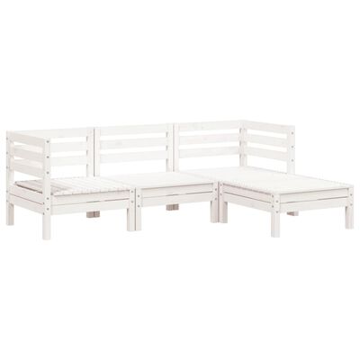 vidaXL Ogrodowa sofa 3-osobowa z podnóżkiem, biała, drewno sosnowe