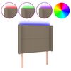 vidaXL Zagł&oacute;wek do ł&oacute;żka z LED, taupe, 83x16x118/128 cm, tkanina
