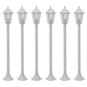 vidaXL Lampy ogrodowe, 110 cm, E27, aluminium, 6 szt., białe