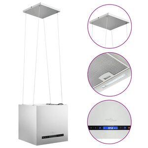 vidaXL Wiszący okap nad wyspę, dotykowy, LCD, 37 cm, stal nierdzewna