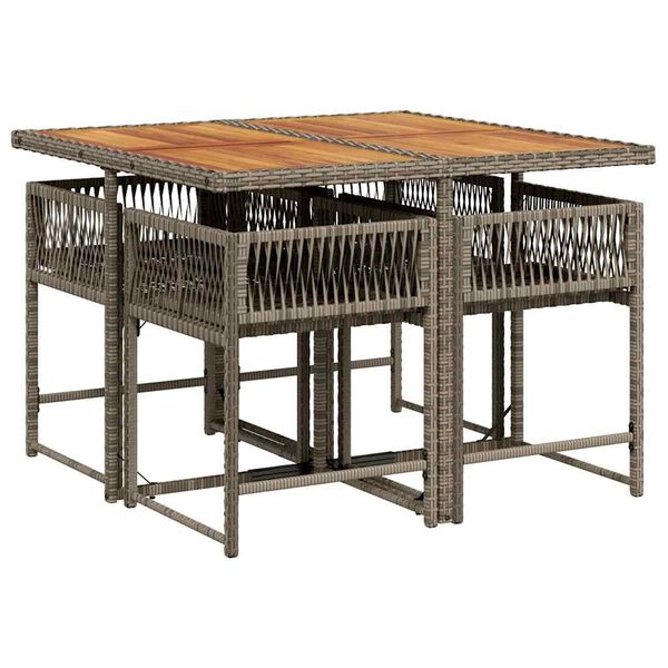 vidaXL 5-cz. zestaw mebli ogrodowych z poduszkami, szary, rattan PE