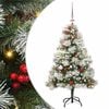 vidaXL Sztuczna choinka Zielono-biały 150 cm PVC, Metal i Plastik