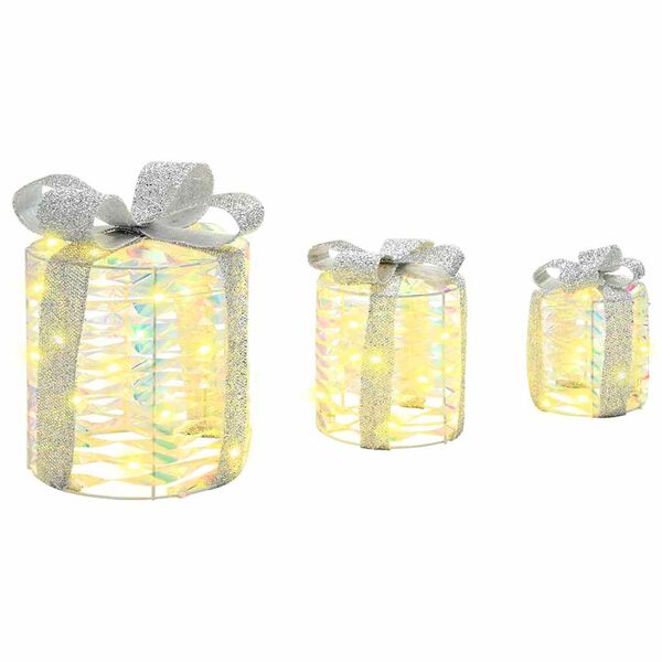 vidaXL Dekoracja Pudełka Prezentowego 3 pcs Ciepła biel PET