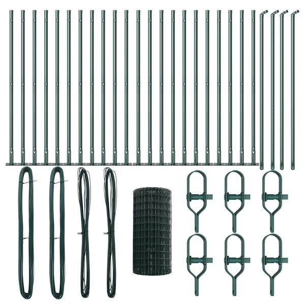 vidaXL Ogrodzenie z słupkiem Zielony 0,4 x 50 m Stal i PVC