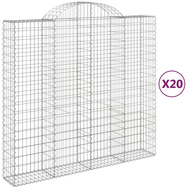 vidaXL Kosze gabionowe, 20 szt, 200x50x180/200cm, galwanizowane żelazo