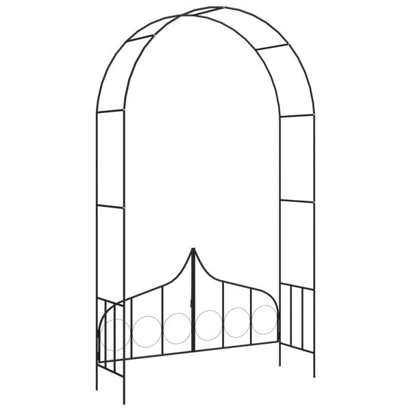 vidaXL Pergola ogrodowa z furtką, czarna, 138x40x238 cm, żelazna
