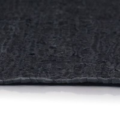 vidaXL Ręcznie tkany dywanik Chindi, skórzany, 190x280 cm, czarny