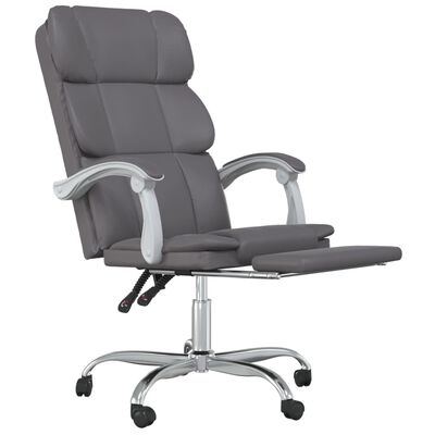 vidaXL Rozkładany fotel biurowy, szary, sztuczna skóra