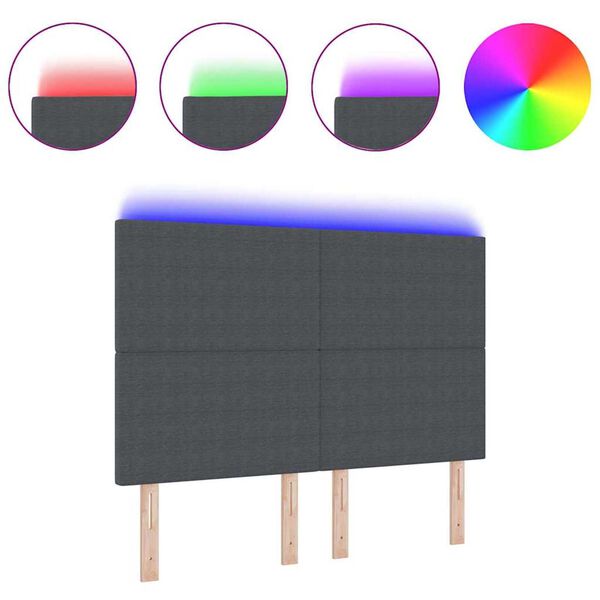 vidaXL Wezgłowie LED Ze LED Lights ciemno szary 160 cm tkanina