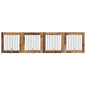 vidaXL Bramka dla ps&oacute;w z podp&oacute;rkami 4 pcs Stare drewno 80 x 80 cm