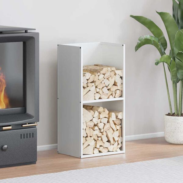 vidaXL Stojak na drewno opałowe biały Stal walcowana na zimno