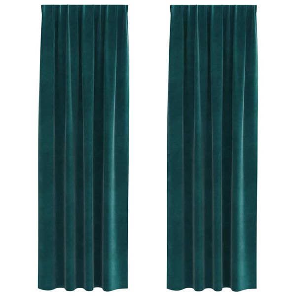 vidaXL Zasłony zaciemniające 2 pcs Ciemna zieleń 140 x 225 cm Aksamit