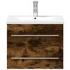 vidaXL Szafka łazienkowa z wbudowaną umywalką, przydymiony dąb