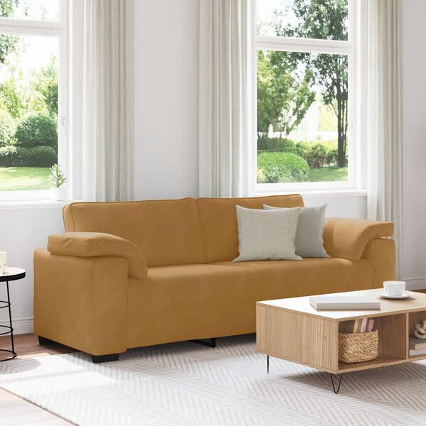vidaXL Sofa 3-osobowa, brązowa, 220x77x82 cm, aksamit