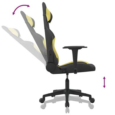 vidaXL Fotel gamingowy, z masażem, czarno-jasnozielony, tkanina