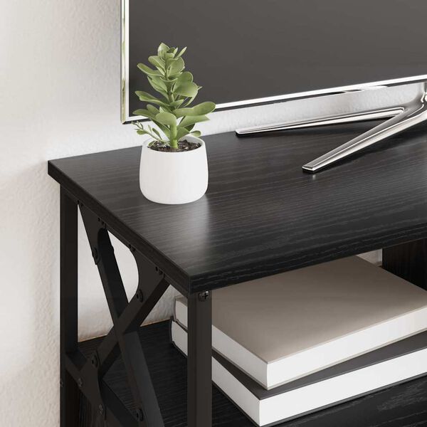 vidaXL Szafka pod telewizor z szufladą Czarny Dąb 90 x 33 x 45 cm