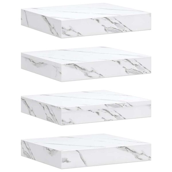 vidaXL P&oacute;łka ścienna 4 pcs Biały marmur 23 x 23,5 x 4 cm