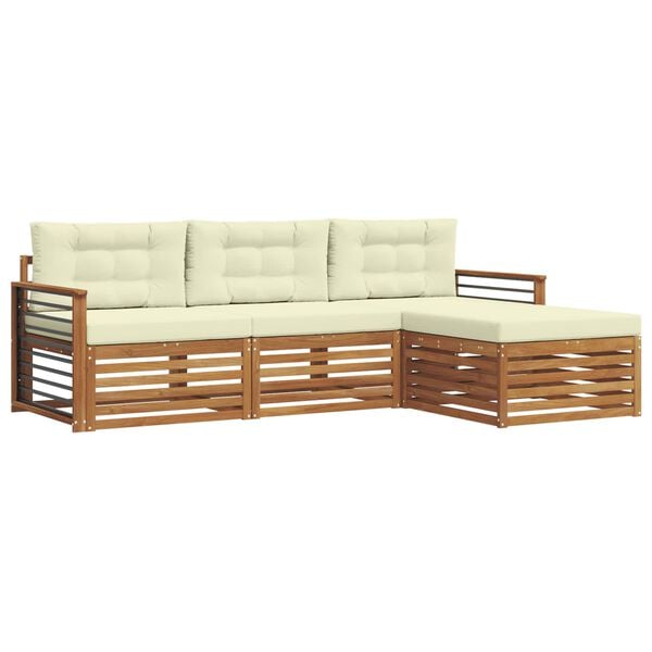 vidaXL Zestaw sof na zewnątrz z poduszką 4 pcs Naturalny i Kremowy