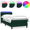 vidaXL Ł&oacute;żko kontynentalne z materacem i LED, zielone, aksamit, 100x220 cm