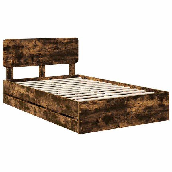 vidaXL Ramka ł&oacute;żka Dąb Wędzony 135 x 190 cm Drewno inżynieryjne