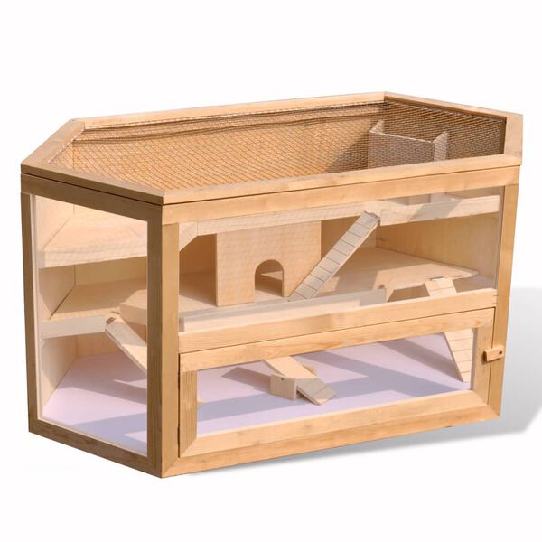 vidaXL Drewniana klatka dla chomika lub myszy, sześciokątna