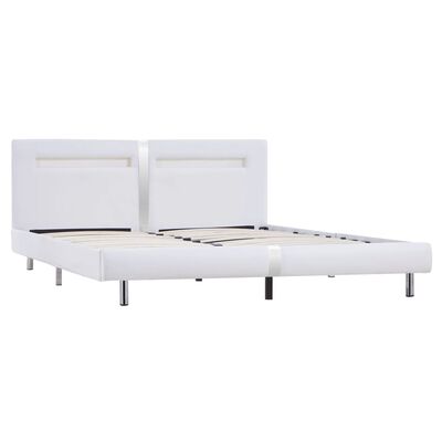 vidaXL Rama łóżka LED, biała, sztuczna skóra, 180 x 200 cm