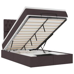 vidaXL Rama ł&oacute;żka otomana z materacem, brązowa, 120x190 cm, tkanina