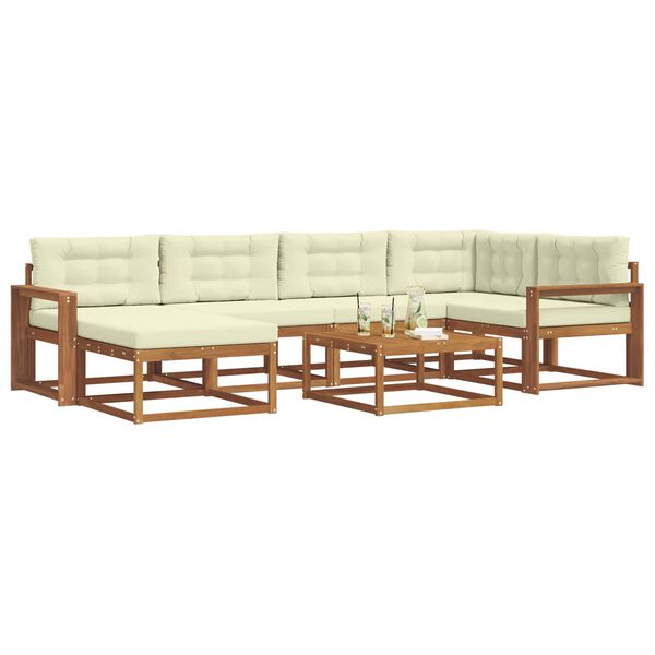 vidaXL Zestaw sof na zewnątrz z poduszką 7 pcs Naturalny i Kremowy