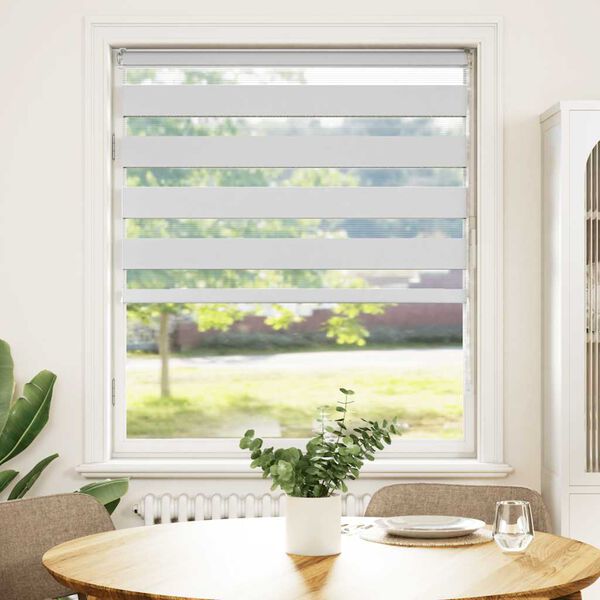 vidaXL Roleta zebra, biała, szerokość tkaniny 90,9 cm, poliester