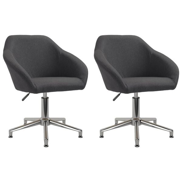 vidaXL Obrotowe krzesła stołowe, 2 szt., ciemnoszare, obite tkaniną