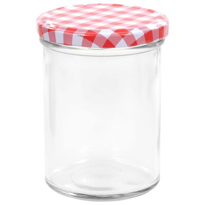 vidaXL Szklane słoiki na dżem, biało-czerwone pokrywki, 48 szt, 400 ml